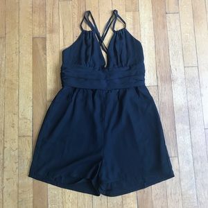 Boohoo Black Romper with cutout detail